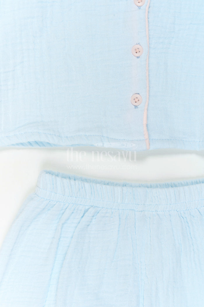 The Nesavu Girls Co-Ord Sets Nesavu Kids Muslin Cotton Lounge Co Ord Set with Relaxed Fit for Travel and Sleepwear Nesavu Nesavu Kids Muslin Cotton Lounge Co Ord Set With Relaxed Fit For Travel And Sleepwear