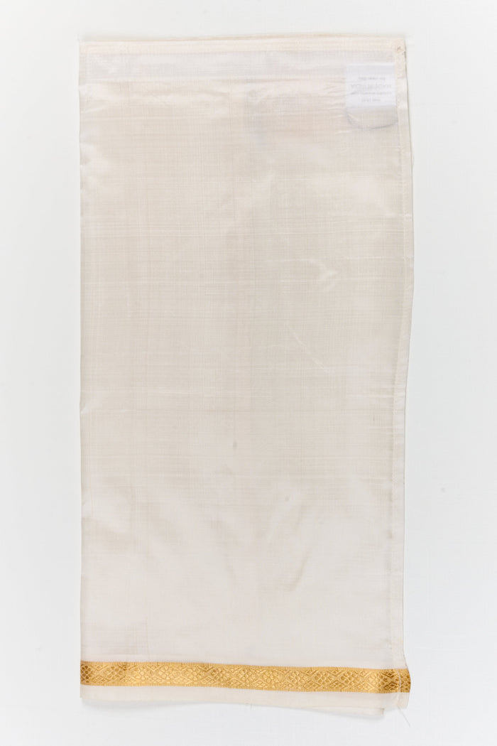 The Nesavu Pure Silk Vesti Newborn Silk Dhoti for Boys for Poojas and Early Celebrations Nesavu 18 (2Y) / White / Pure Silk D066B-18 Nesavu newborn silk dhoti for baby boys for naming ceremonies, cradle rituals and first poojas