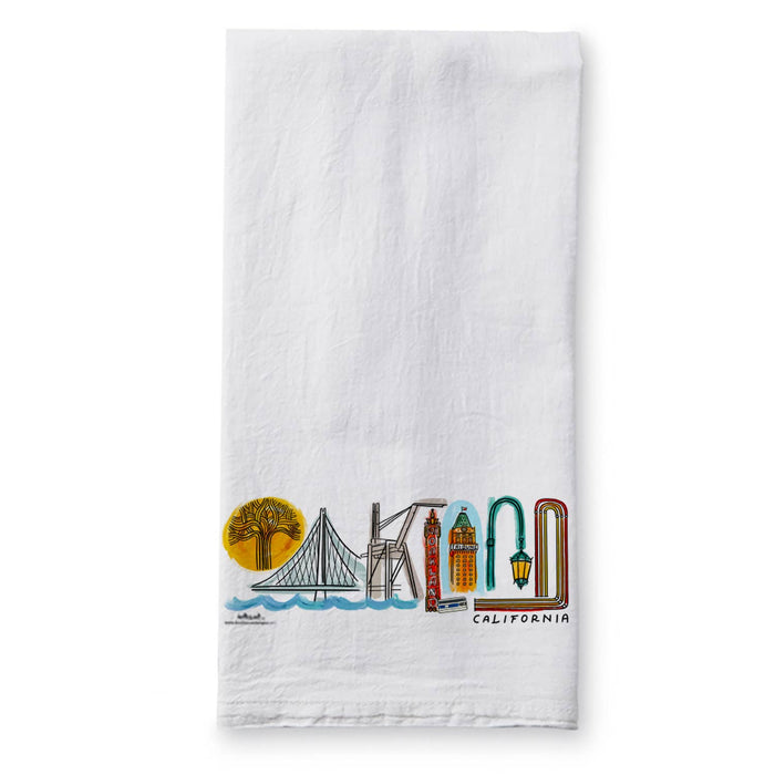 Oakland Landmark Lettering Tea Towel