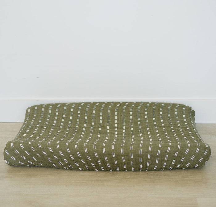 Olive Strokes Changing Pad Cover