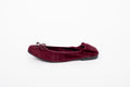 Side shot of womens burgundy red purple suede ballet pump flat in large sizes 42 43 44 45 46
