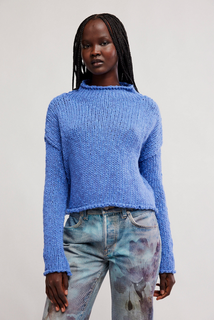 Opal Roll Neck Sweater in Peri Blue