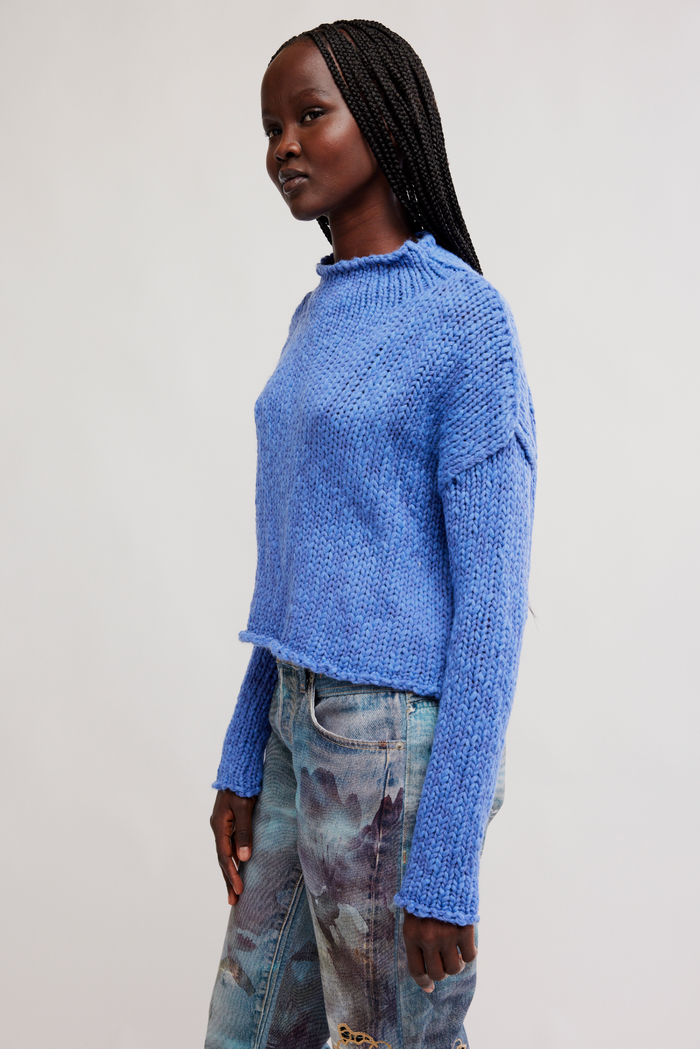 Opal Roll Neck Sweater in Peri Blue