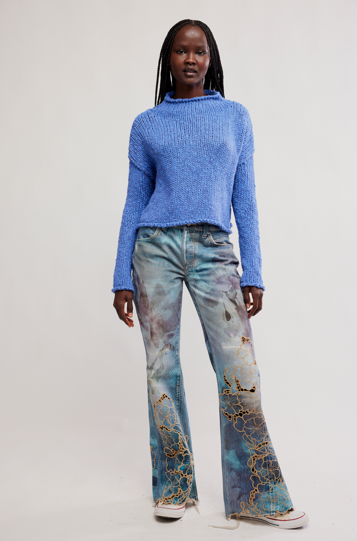 Opal Roll Neck Sweater in Peri Blue