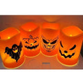 PartyRite 4.5" Flameless LED Halloween Pillar Candles, Batteries Included, Assorted Spooky Designs, Wholesale