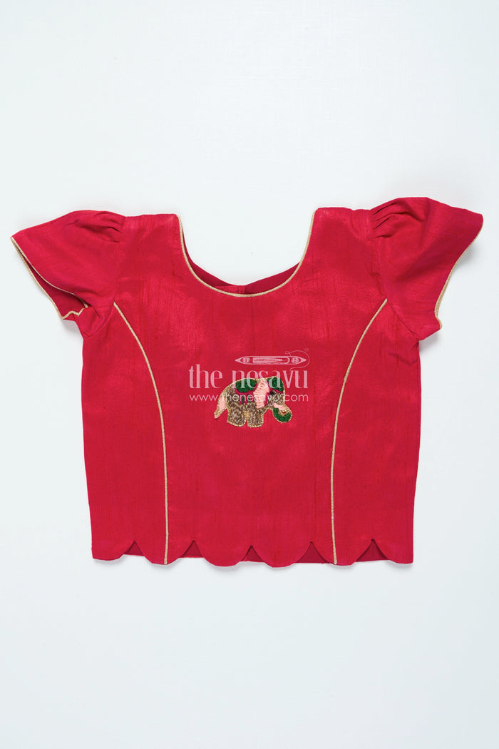The Nesavu Pattu Pavadai Pattu Pavadai for Toddler Girls for Traditional Festivals and Photoshoots Nesavu Nesavu toddler girl pattu pavadai floral motif skirt raw silk blouse traditional functions