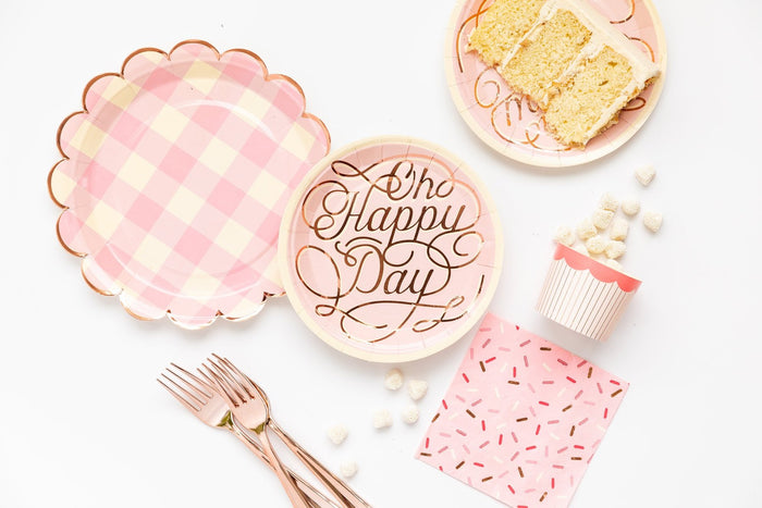 Pink Buffalo Plaid Scallop Plates