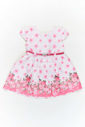 The Nesavu Baby Cotton Frocks Pinks Baby Outfits in Hakoba Cotton with Floral Embroidery and Satin Belt for Newborn Girls Nesavu 14 (6M) / Pink BFJ808B-14 Nesavu Pinks Baby Cotton Outfits Floral Embroidery Satin Belt Hakoba Fabric Newborn Girls