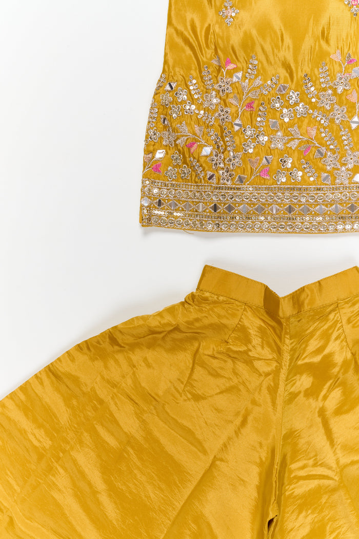 The Nesavu Girls Sharara / Plazo Set Plazo Outfit for Girls with Mirror Work Yoke and Festive Dupatta Nesavu Nesavu girls festive plazo set with mirror work blouse and dupatta – ideal for birthdays and school ethnic days