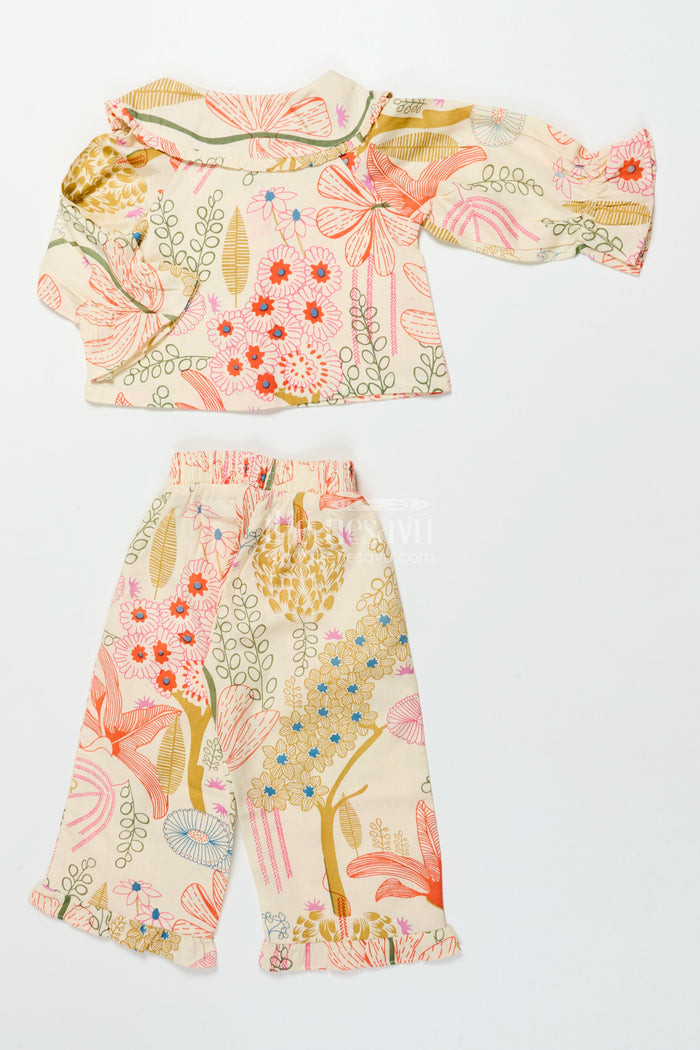 The Nesavu Girls Co-Ord Sets Printed Girls Co-Ord Set with Crop Top and Skirt for Day Outings Nesavu Nesavu girls digital printed cotton co-ord set skirt top perfect summer holidays fun days out