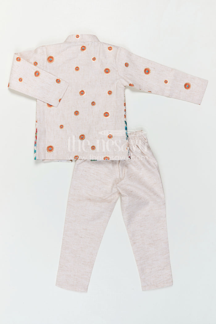 Printed Jacket Set for Boys for Family Outings and Everyday Ethnic Wear