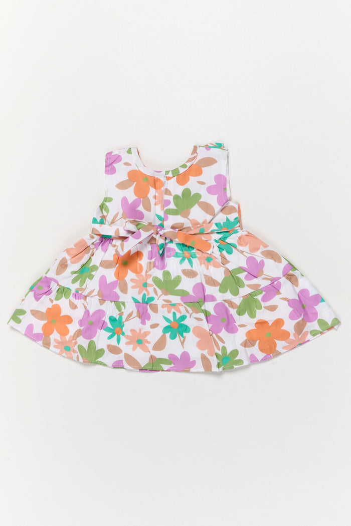 The Nesavu Baby Cotton Frocks Purple Floral Digital Print Cotton Frock for Baby Girls with Ruffle Neck Nesavu Nesavu purple floral digital print cotton frock for baby girls