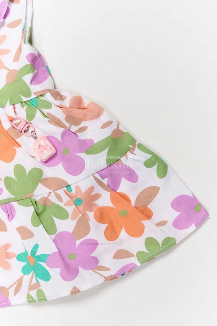 The Nesavu Baby Cotton Frocks Purple Floral Digital Print Cotton Frock for Baby Girls with Ruffle Neck Nesavu Nesavu purple floral digital print cotton frock for baby girls