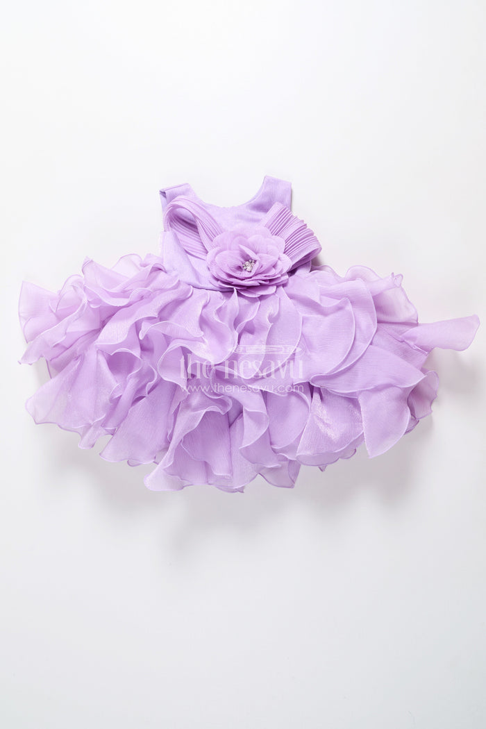 The Nesavu Girls Fancy Party Frock Purple Shimmer Georgette Layered Frock for Girls Birthday Parties Nesavu Nesavu purple shimmer georgette party frock girls birthdays special occasions