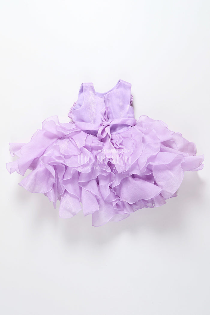 The Nesavu Girls Fancy Party Frock Purple Shimmer Georgette Layered Frock for Girls Birthday Parties Nesavu Nesavu purple shimmer georgette party frock girls birthdays special occasions