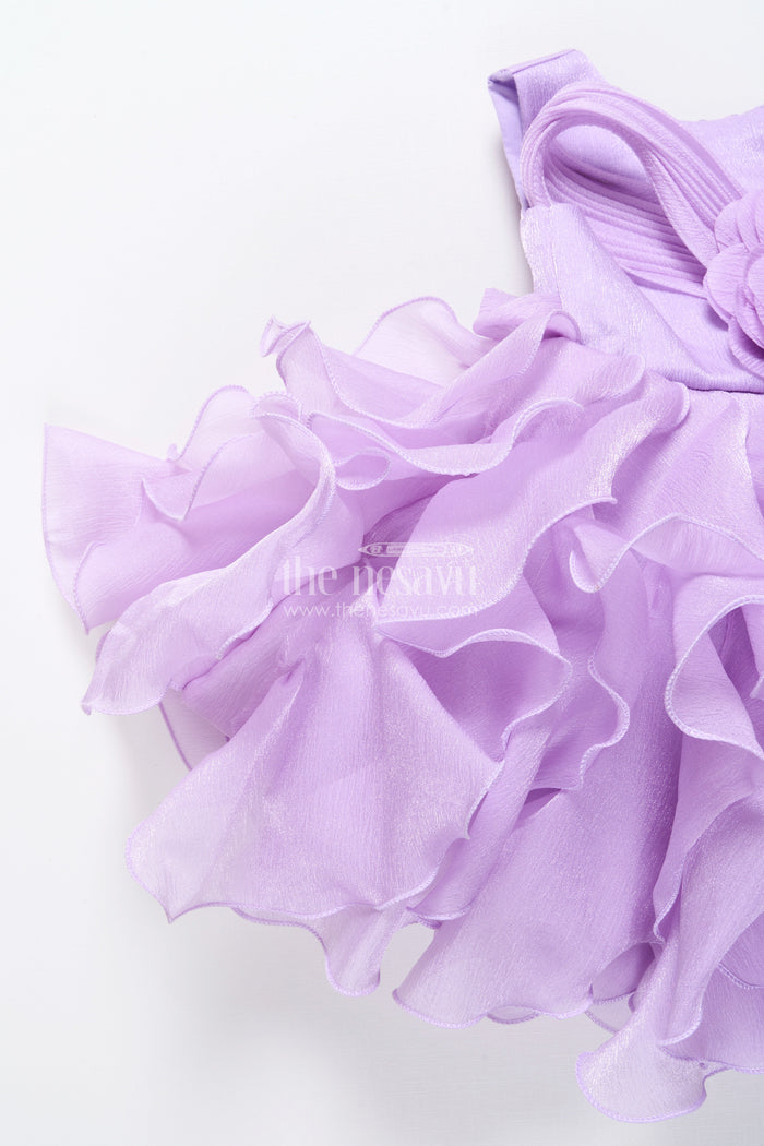 The Nesavu Girls Fancy Party Frock Purple Shimmer Georgette Layered Frock for Girls Birthday Parties Nesavu Nesavu purple shimmer georgette party frock girls birthdays special occasions