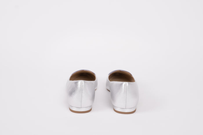 Back view of womens shoe Rosie in silver. Womens shoes available in larger European sizes 42-46