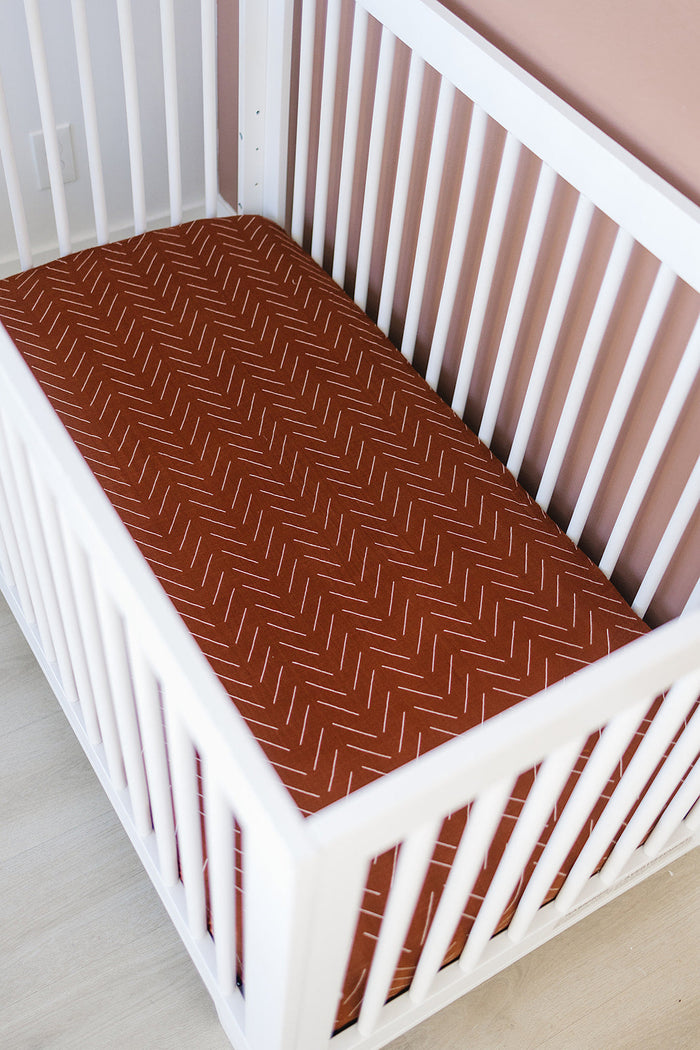 Rust Mudcloth Crib Sheet