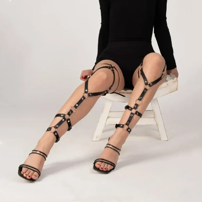 Women Fashion Leather Suspender for Legs Street Style Straps Thigh Bondage Harness Caged Leg Harness Goth Clothing