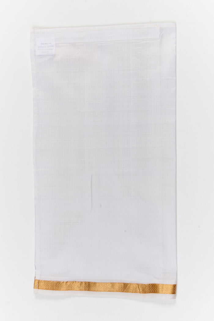 The Nesavu Boys Vesti Traditional Boys Vesti with Silk Texture and Classic Border Nesavu Nesavu traditional silk vesti for boys – minimal and elegant for rituals and festivals