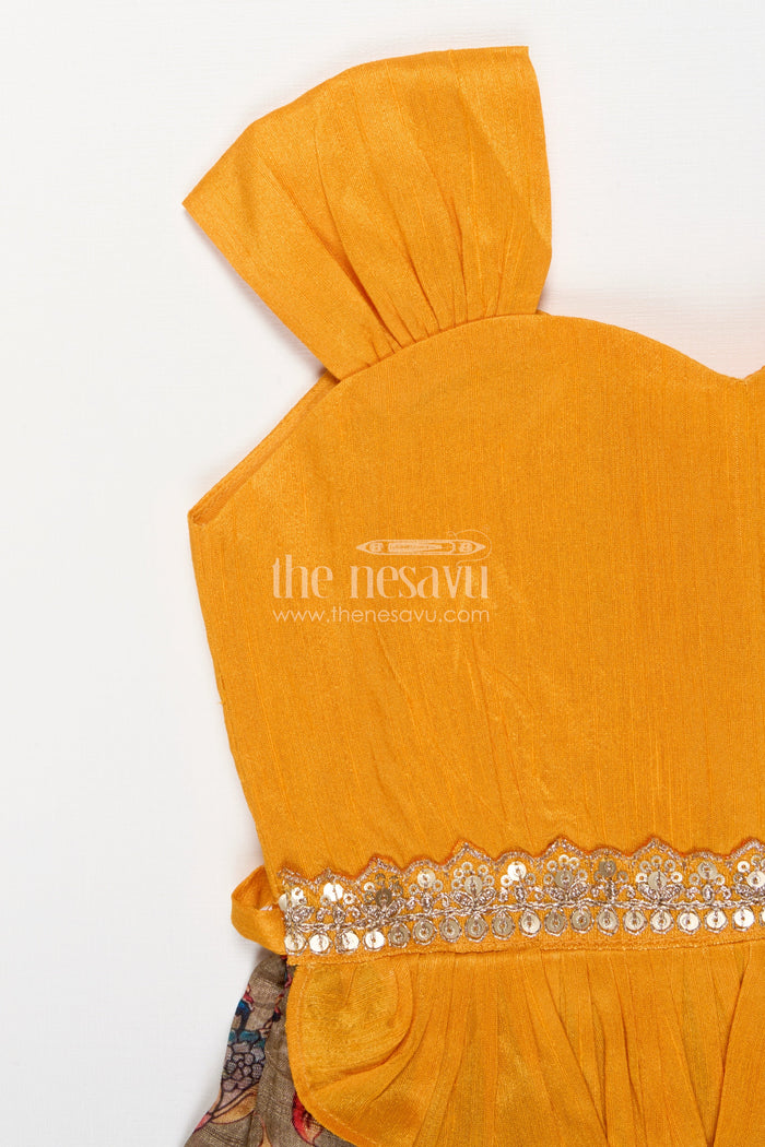 The Nesavu Silk Frock Silk Frock for Baby Girl for Wedding Receptions and Festive Occasions Nesavu Nesavu silk frock for baby girls with chanderi cotton print for festive and wedding occasions