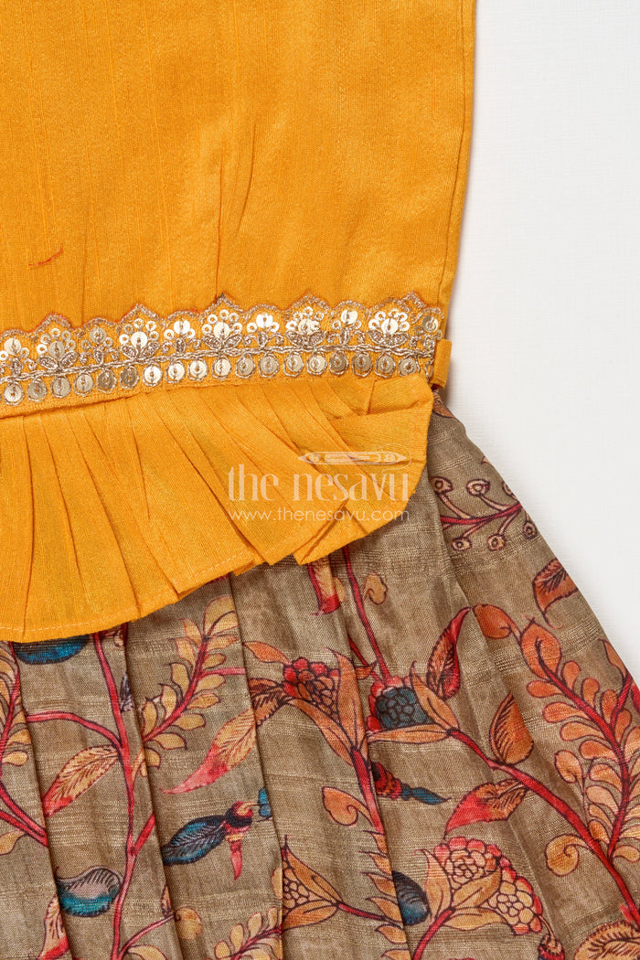 The Nesavu Silk Frock Silk Frock for Baby Girl for Wedding Receptions and Festive Occasions Nesavu Nesavu silk frock for baby girls with chanderi cotton print for festive and wedding occasions