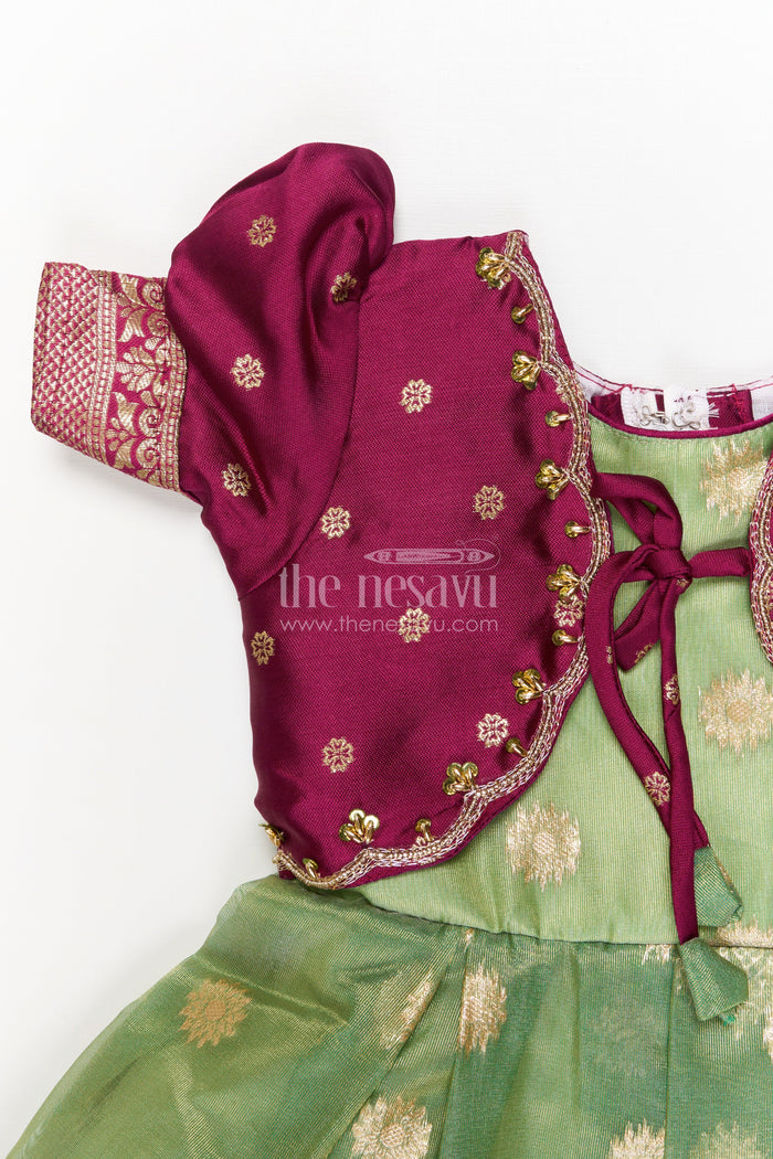 The Nesavu Silk Frock Silk Frock for Baby Girl’s First Festival or Family Function Nesavu Nesavu silk frock for baby girl with zari border – perfect for naming ceremony or festive occasions