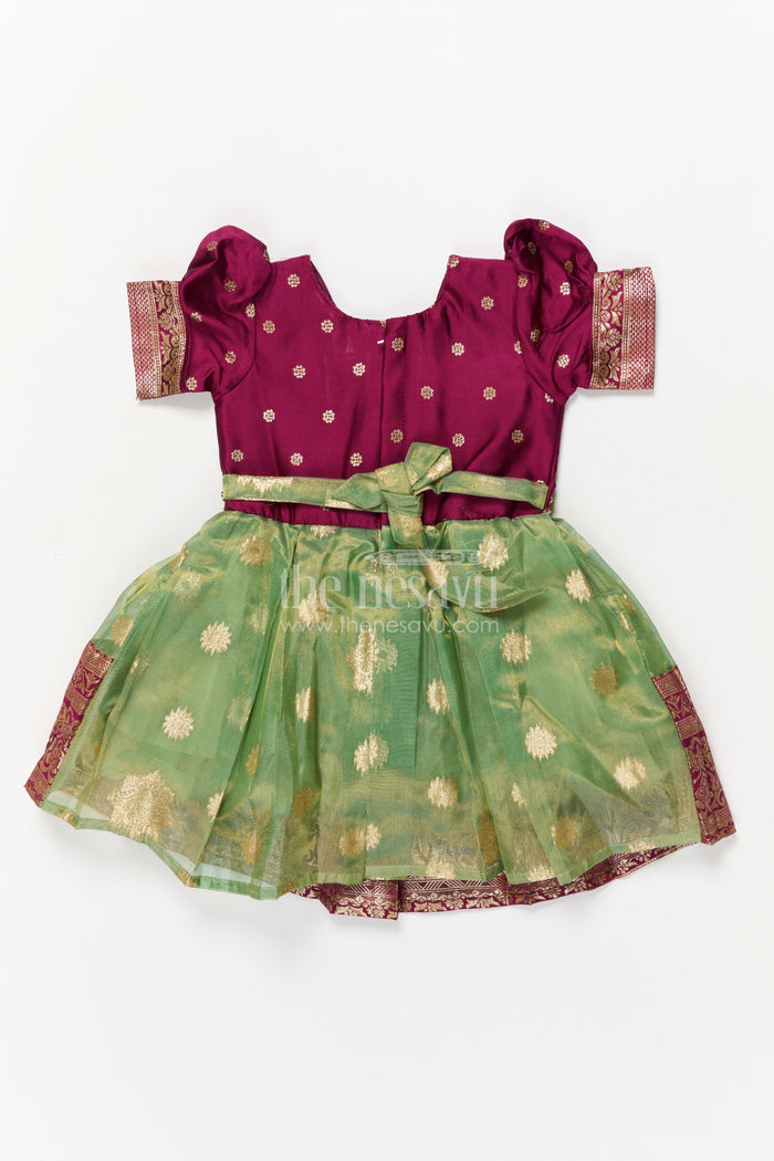 The Nesavu Silk Frock Silk Frock for Baby Girl’s First Festival or Family Function Nesavu Nesavu silk frock for baby girl with zari border – perfect for naming ceremony or festive occasions
