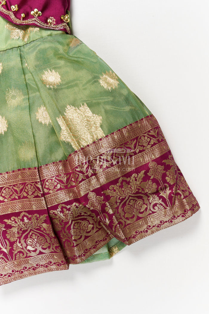 The Nesavu Silk Frock Silk Frock for Baby Girl’s First Festival or Family Function Nesavu Nesavu silk frock for baby girl with zari border – perfect for naming ceremony or festive occasions