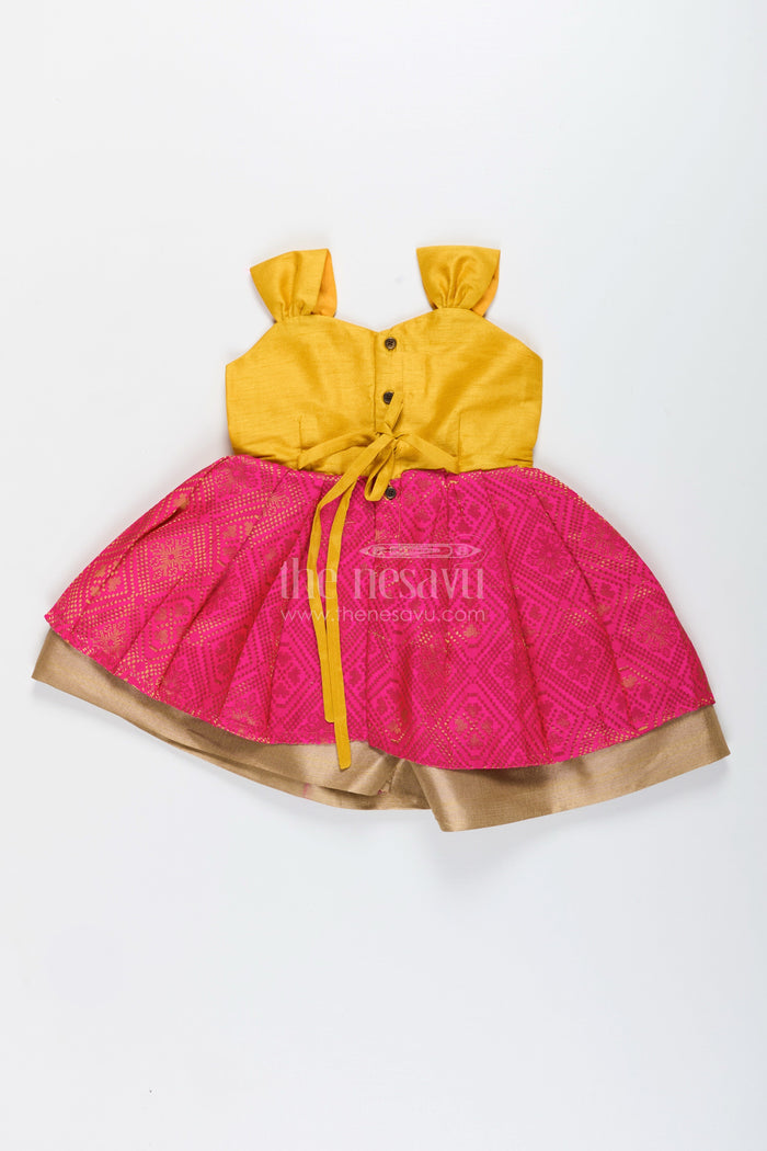 The Nesavu Silk Frock Silk Frock for Baby Girls for Traditional Birthdays and Pooja Ceremonies Nesavu Nesavu silk frock baby girls semi banaras bottom  perfect poojas birthday celebrations