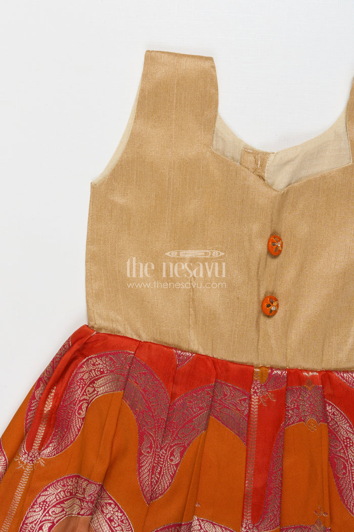 The Nesavu Silk Frock Silk Frock for Baby Girls for Traditional Occasions and Naming Ceremonies Nesavu Nesavu baby girl silk frock with raw silk yoke and zari border – ideal for naming ceremonies and temple events