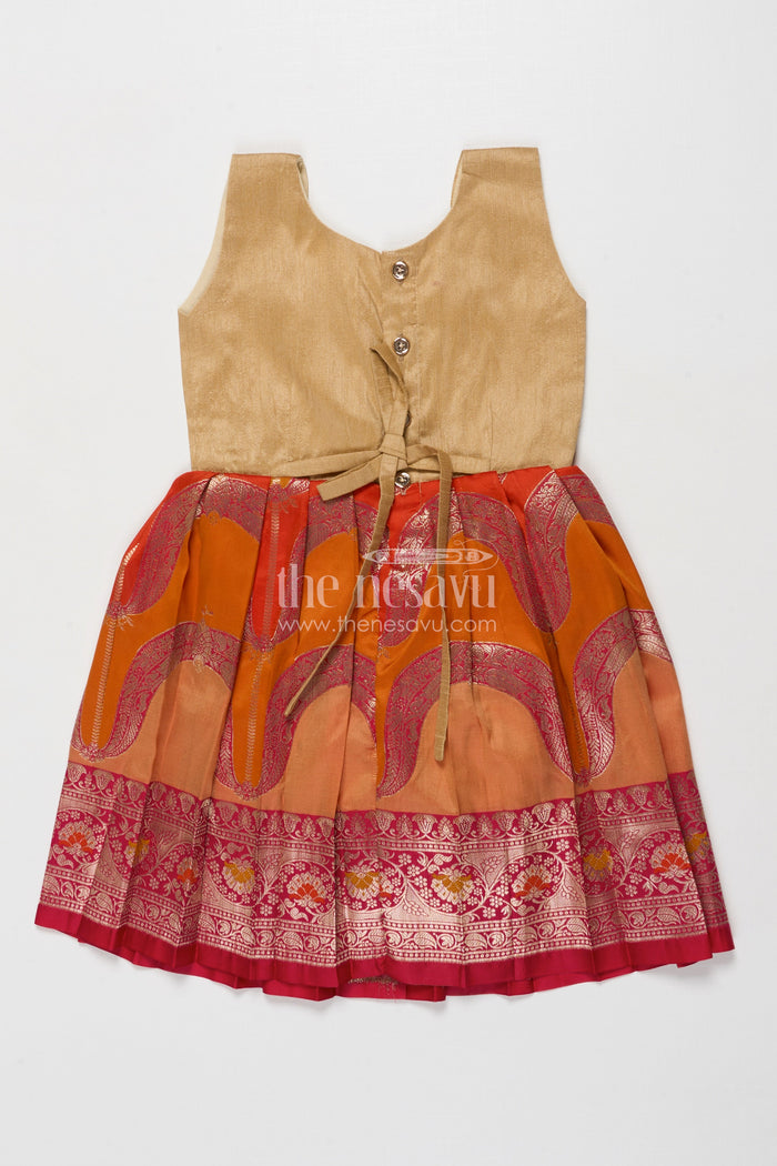 The Nesavu Silk Frock Silk Frock for Baby Girls for Traditional Occasions and Naming Ceremonies Nesavu Nesavu baby girl silk frock with raw silk yoke and zari border – ideal for naming ceremonies and temple events