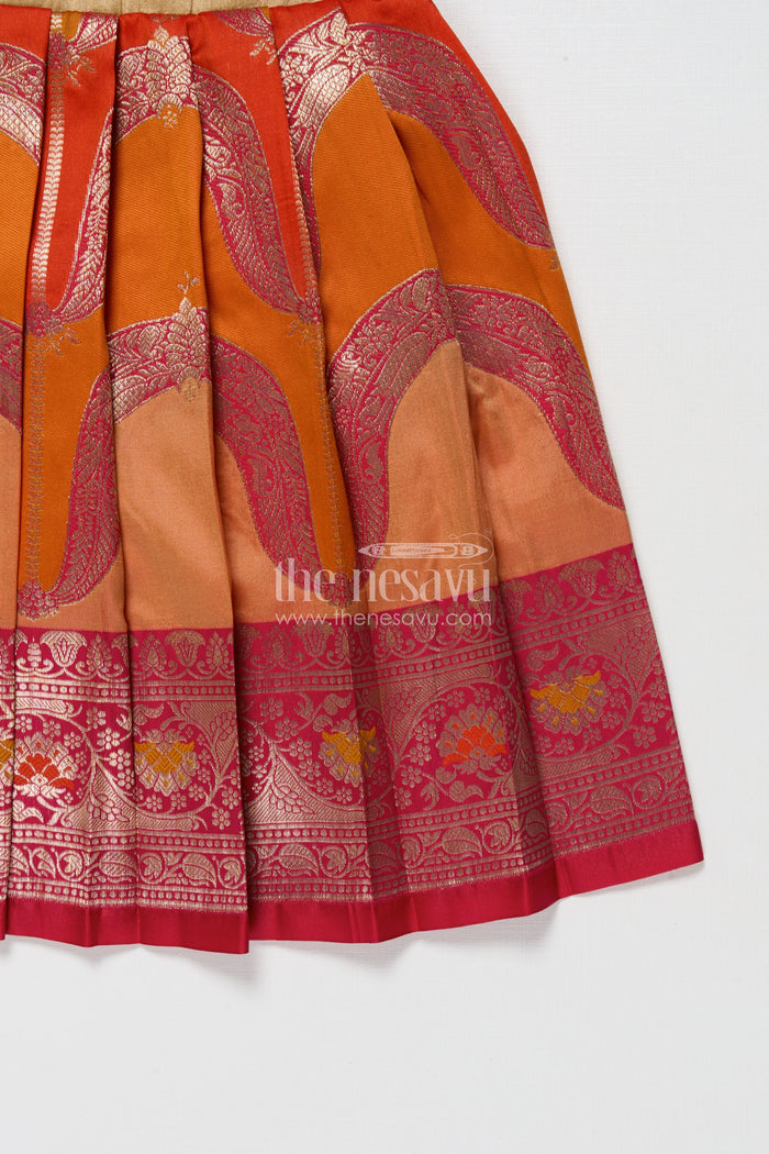 The Nesavu Silk Frock Silk Frock for Baby Girls for Traditional Occasions and Naming Ceremonies Nesavu Nesavu baby girl silk frock with raw silk yoke and zari border – ideal for naming ceremonies and temple events