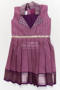 The Nesavu Girls Kanchi Silk Frock Silk Frock for Girls for Ethnic School Days and Family Gatherings Nesavu 16 (1Y) / Purple / Silk Blend SF1006BC-16 Nesavu silk frock for girls with woven zari borders and festive collar – ideal for functions and school ethnic wear