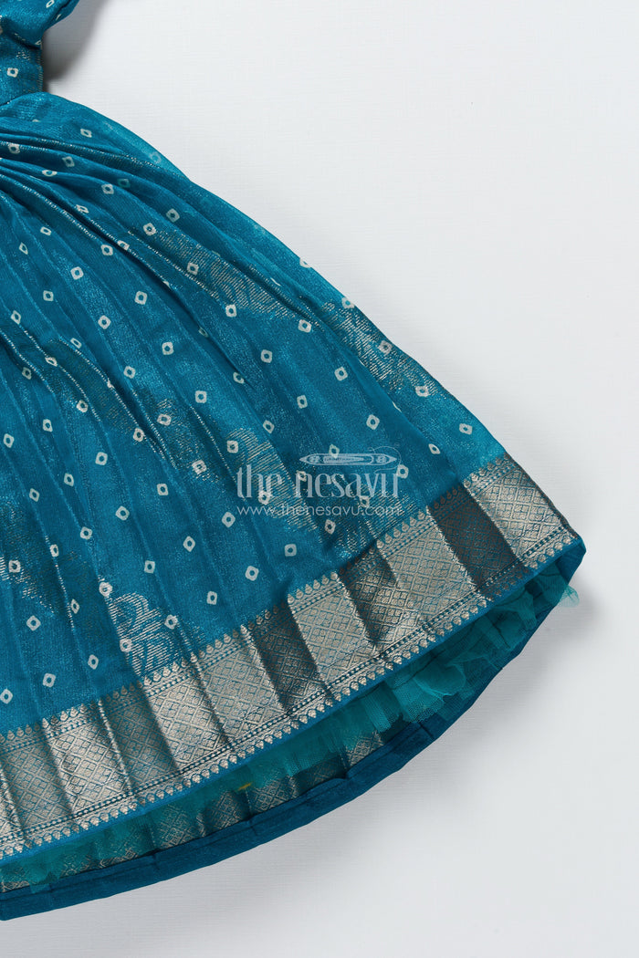 The Nesavu Silk Frock Silk Frock for Toddler Girls Perfect for Ethnic Functions and Festivals Nesavu Nesavu toddler girl silk frock jacquard weaving  perfect Diwali traditional family functions
