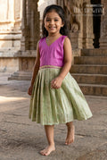 The Nesavu Silk Frock Silk Frock for Toddlers with Pleated Flare for Family Functions Nesavu 18 (2Y) / Purple / Silk Blend SF1115A-18 Nesavu silk frock for toddlers with shimmer pleated skirt – great for naming ceremonies and poojas