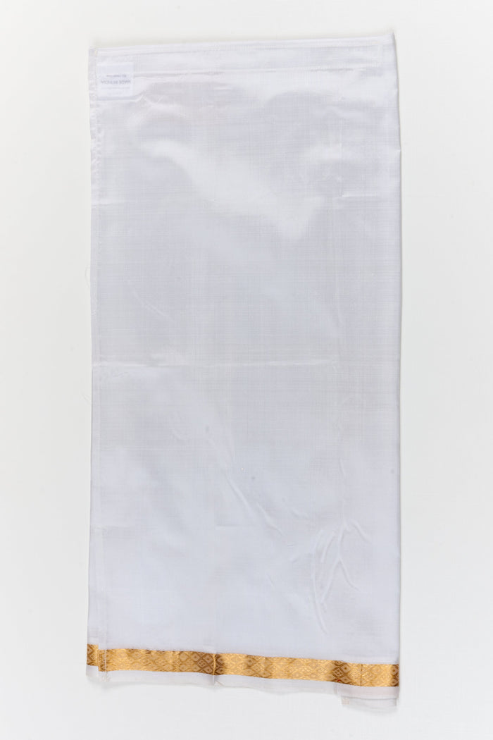 The Nesavu Pure Silk Vesti Soft Silk Dhoti for Newborn Baby Boys for Ceremonies and Gifting Nesavu 24 (5Y) / White / Pure Silk D078A-24 Nesavu soft silk dhoti for newborn boys – ideal for annaprashana, naming, and traditional baby gifting