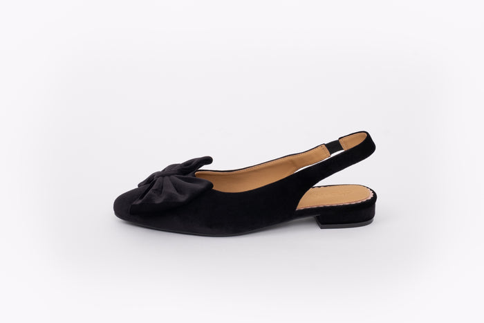 womens black velvet bow slingback in larger sizes 8 9 10 11 12