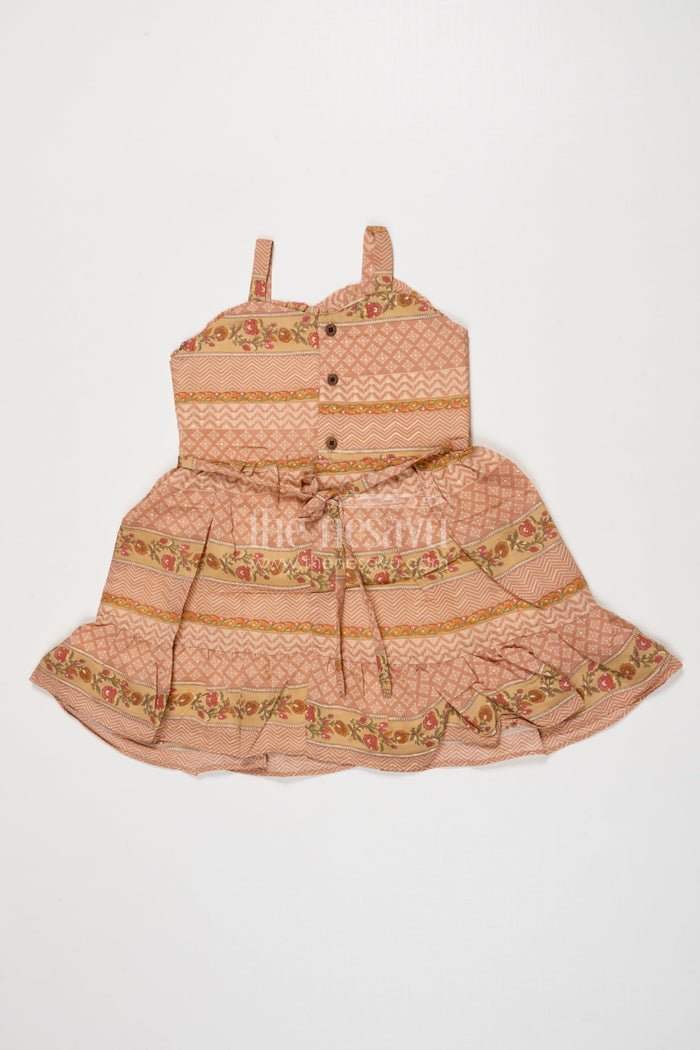 The Nesavu Girls Cotton Frock Strappy Baby Girl Frock with Traditional Digital Print for Festive Gatherings Nesavu Nesavu baby girl strappy frock in modal silk with festive digital prints for ethnic wear