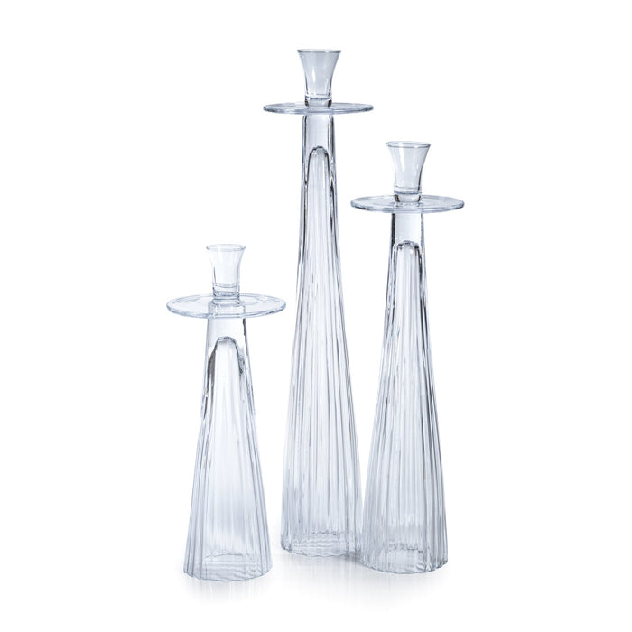 Tall Ribbed Glass Taper Holder - Candle Holders by Carlyle Avenue