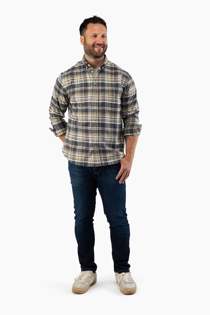The Saint James Flannel Shirt - Olive Plaid