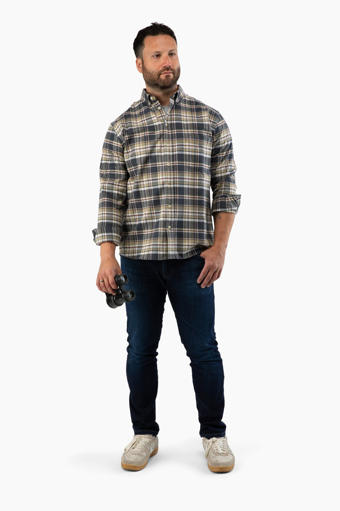 The Saint James Flannel Shirt - Olive Plaid
