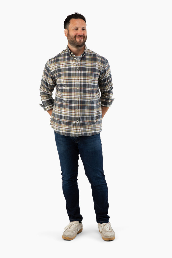 The Saint James Flannel Shirt - Olive Plaid