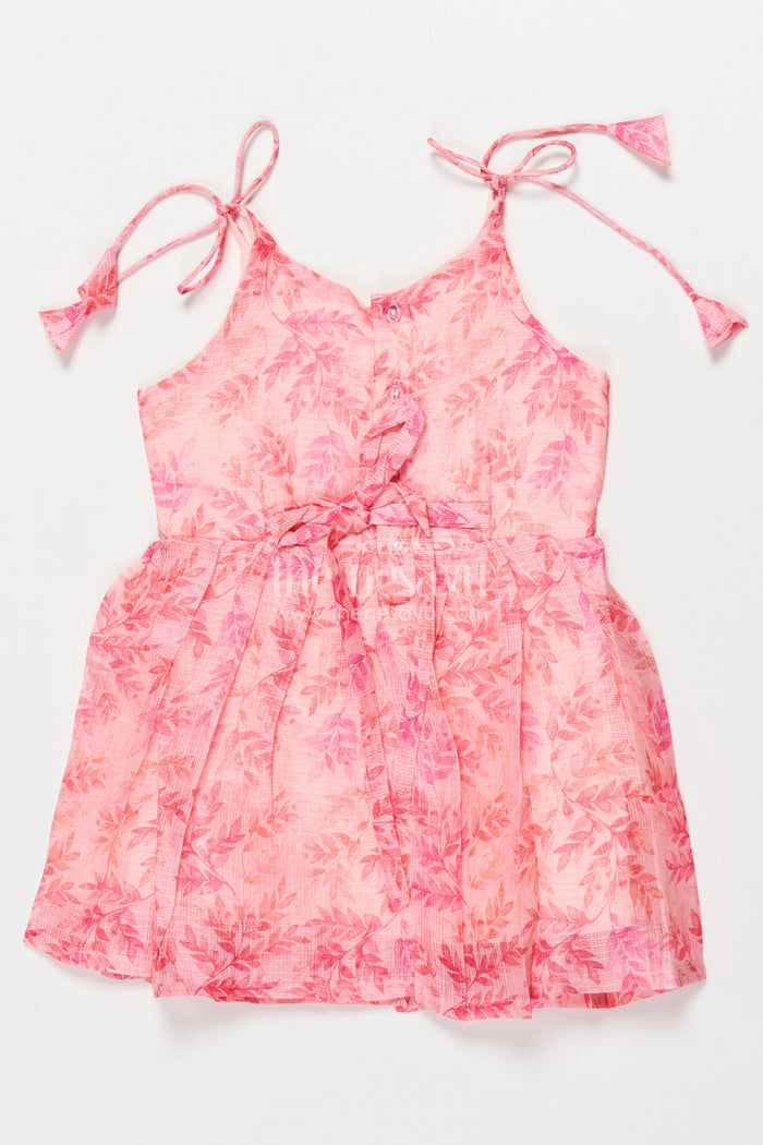 The Nesavu Tie-up Frock Tie-up Frock for Baby Girls for Casual Celebrations and Playdates Nesavu Nesavu baby girl tie-up frock in Kotta silk with floral print – perfect for birthdays and festive outings