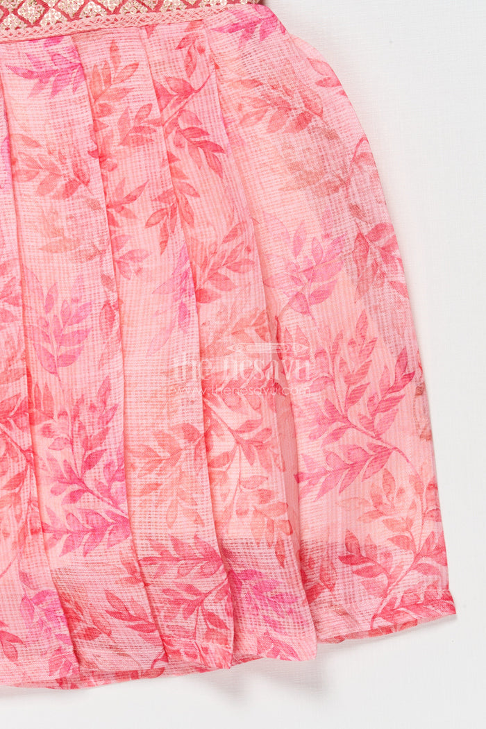 The Nesavu Tie-up Frock Tie-up Frock for Baby Girls for Casual Celebrations and Playdates Nesavu Nesavu baby girl tie-up frock in Kotta silk with floral print – perfect for birthdays and festive outings