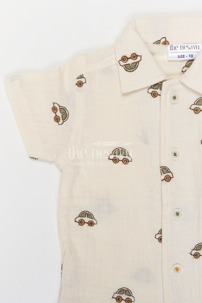 The Nesavu Boys Casual Set Toddler Boy Casual Outfit Set for Summer Play and Daily Wear Nesavu Nesavu toddler boy muslin cotton casual outfit set for everyday play and summer outings with digital print shirt