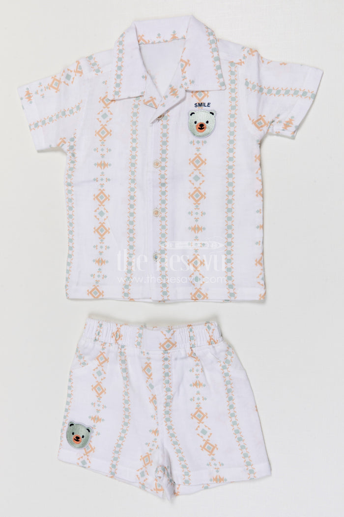 The Nesavu Boys Casual Set Toddler Boy Casual Summer Outfit Set for Everyday Comfort and Play Nesavu Nesavu toddler boy muslin cotton casual outfit set for everyday summer play and outings with digital print