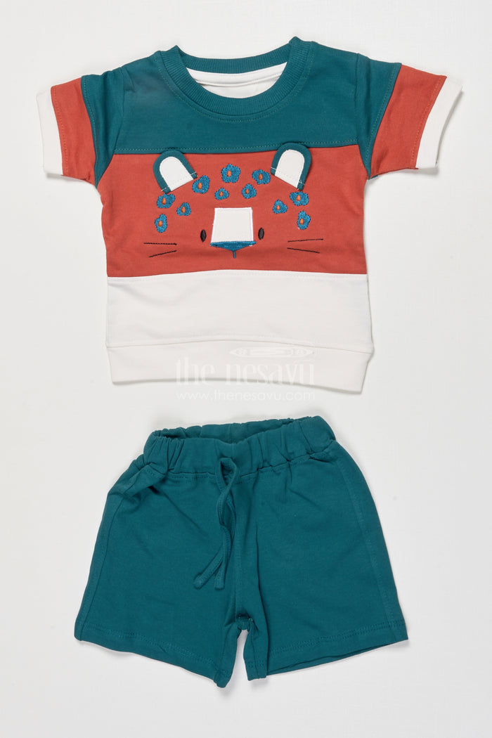 The Nesavu Boys Casual Set Toddler Boy Cotton T-shirt and Shorts Set for Daily Comfort and Play Nesavu 14 (6M) / Green BCS538A-14 Nesavu toddler boy cotton t-shirt shorts set daily comfort active playtime