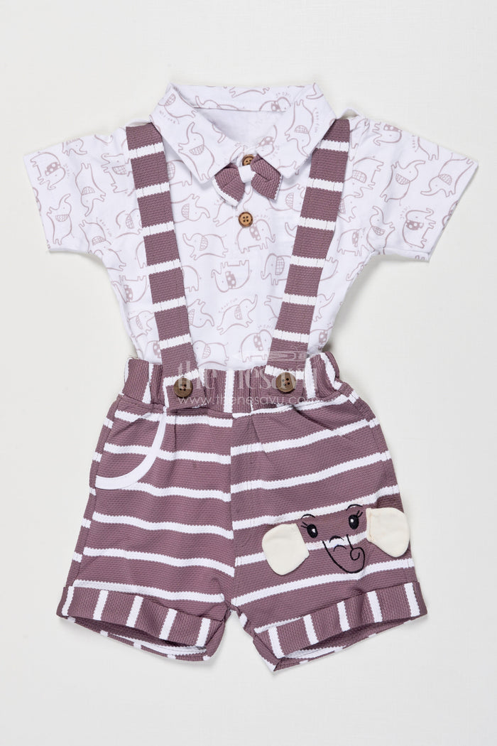 The Nesavu Boys Casual Set Toddler Boy Printed Casual Set for Daywear and Indoor Play Nesavu 14 (6M) / Maroon BCS529B-14 Nesavu toddler boy cotton casual outfit set printed top bottom daily comfort