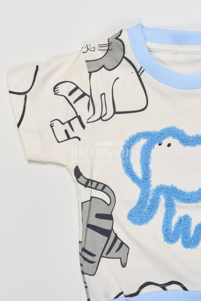 The Nesavu Boys Casual Set Toddler Boy Printed Cotton Set for Summer Play and Daily Outings Nesavu Nesavu toddler boy cotton printed t-shirt shorts set everyday play outings